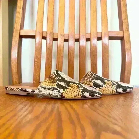 ๐ 6/$60 Madewell Corey Leather Snakeskin Blush Pink Mules Multicolored Flats 6 - Picture 3 of 11
